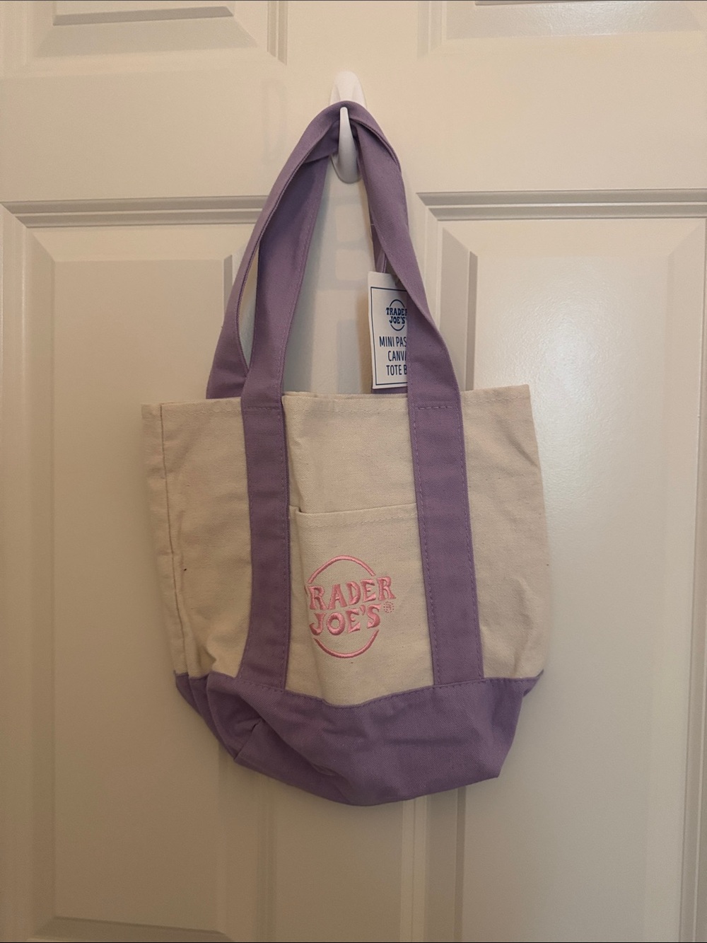 Trader Joe’s Cream and Lavender Canvas Tote Bag